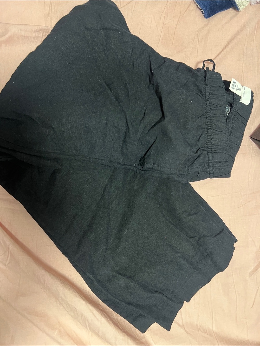 H&M Black Wide-Leg Linen Blend Pants
